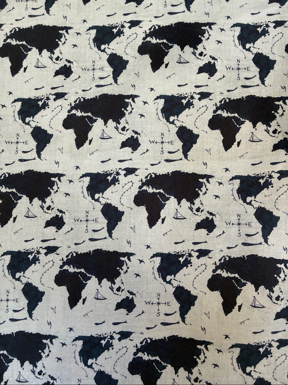 NWOT quilting cotton fabric Moda Janet Clare Longshore map